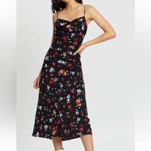 ASTR the Label Tenaya Black Floral Slip Dress, size M​